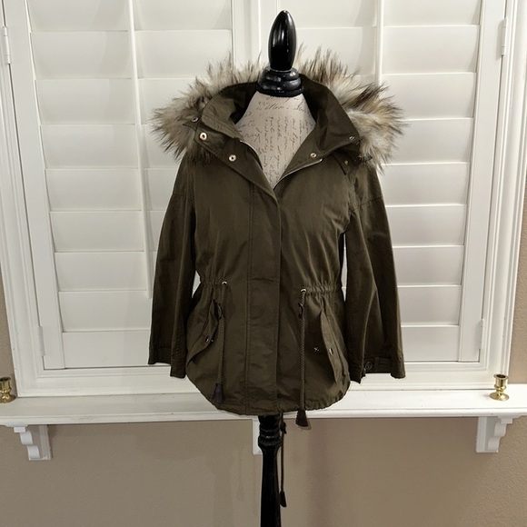 Zara Woman Faux Fur Parka Jacket Coat - Picture 5 of 13
